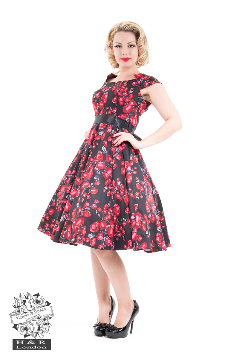 Taffeta Red Rose Day Dress